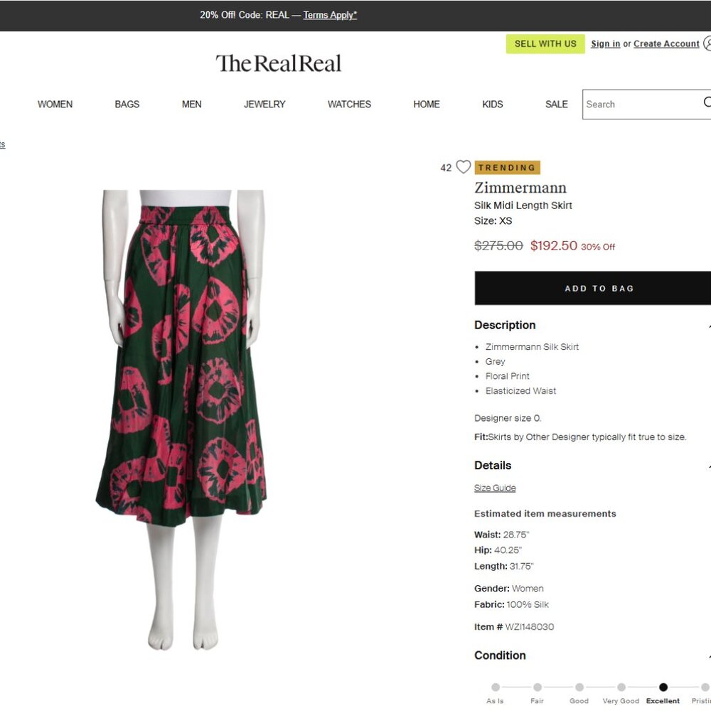 Zimmerman Silk Midi Length Skirt